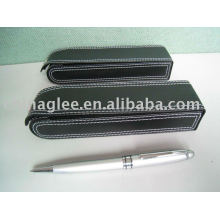 pluma del regalo conjunto PU estuche de cuero con pluma de metal